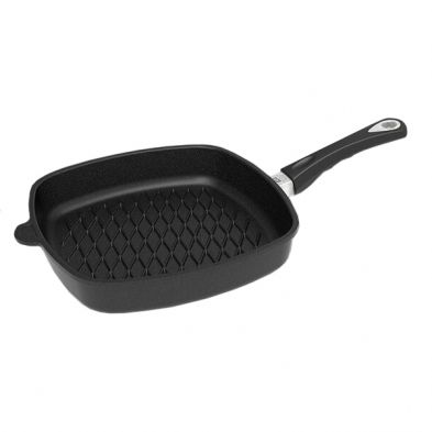 AMT квадратен BBQ тиган 28×28×5 см с релефна повърхност и Lotan® незалепващо покритие