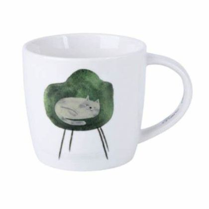 Maxwell & Williams Feline Friends Mug – "One Eye Open" (400 ml) – порцеланова чаша с оригинална акварелна илюстрация на котка (Marc Martin)