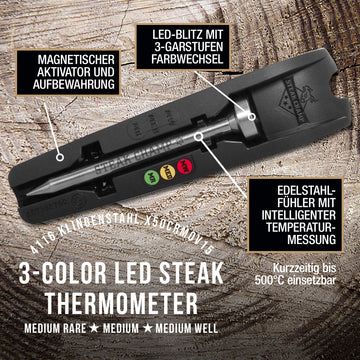 STEAK CHAMP LED термометър 3цвята