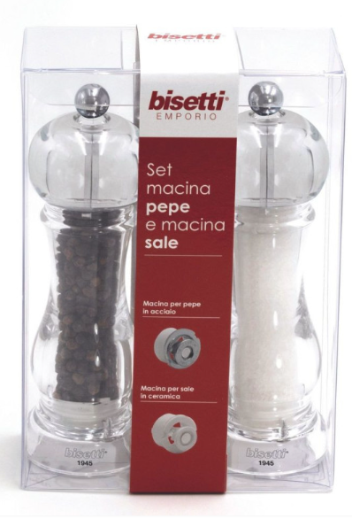 Bisetti комплект мелнички за сол и пипер 2ка Акрил 18см 