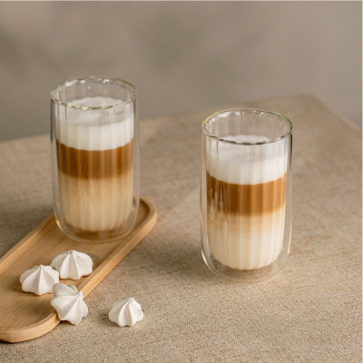 Homla чаша двойно стъкло Cembra groove 2ка високи 0,35л